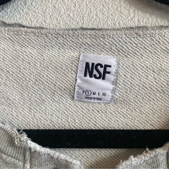 NSF Gray Pullover Sweatshirt Lace Up Neck  Cotton Crew Neck Frayed Neck  Small - Picture 3 of 7